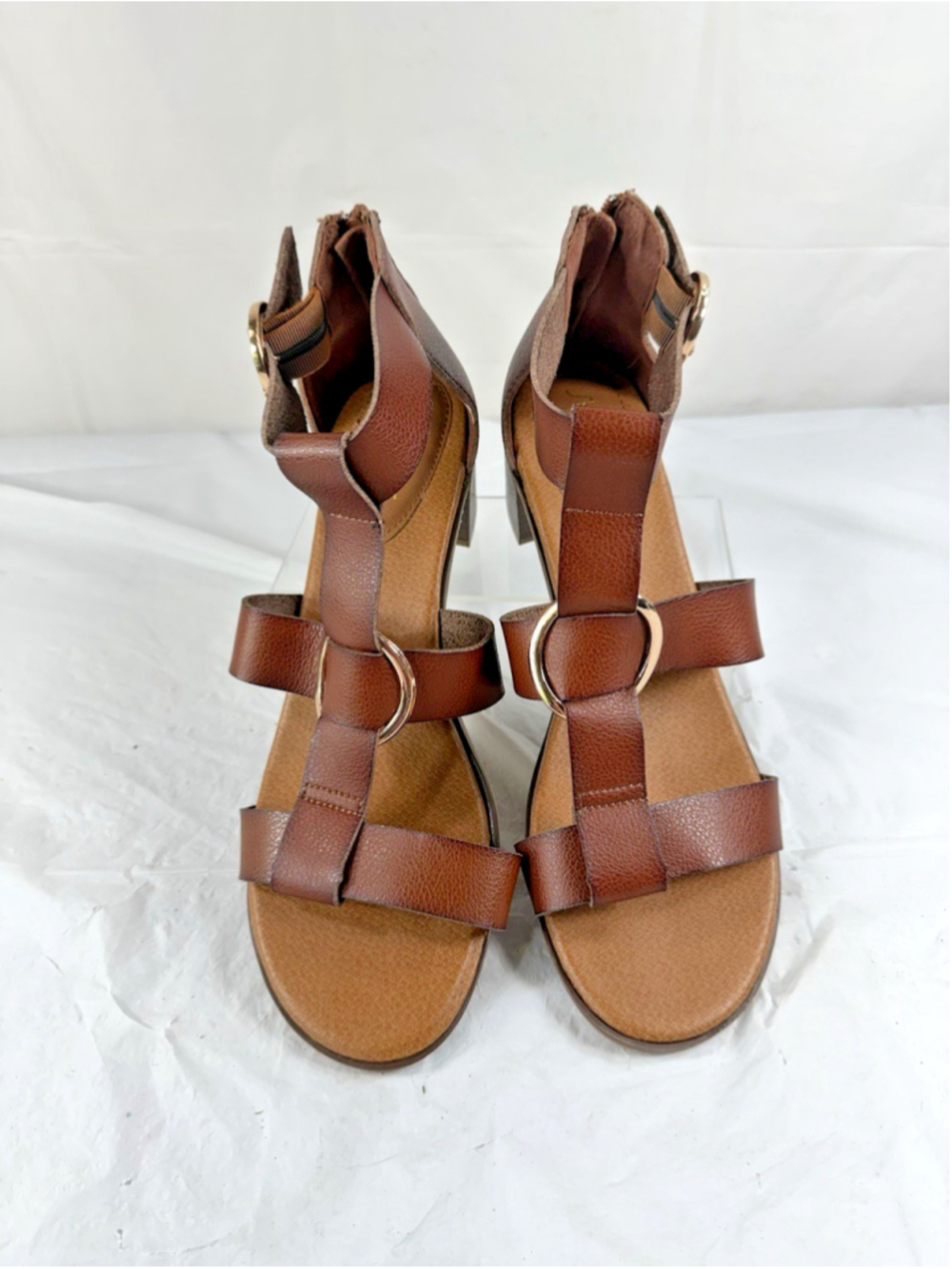 Sugar Strappy Heel Sandal Harrah Brown Sz 9.5M